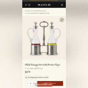 Match Oil & Vinegar Set with Pewter Tops